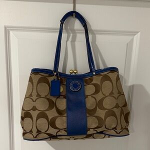 Coach Brown and Blue Signature Tote